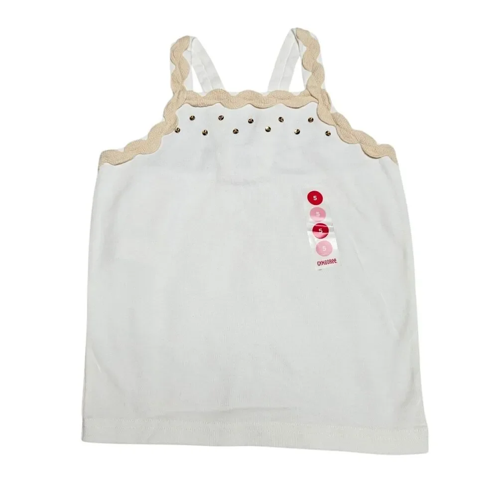 Vintage Gymboree Cami Tank Top Size 5 Cream Gold Sequins 2006 NWT
